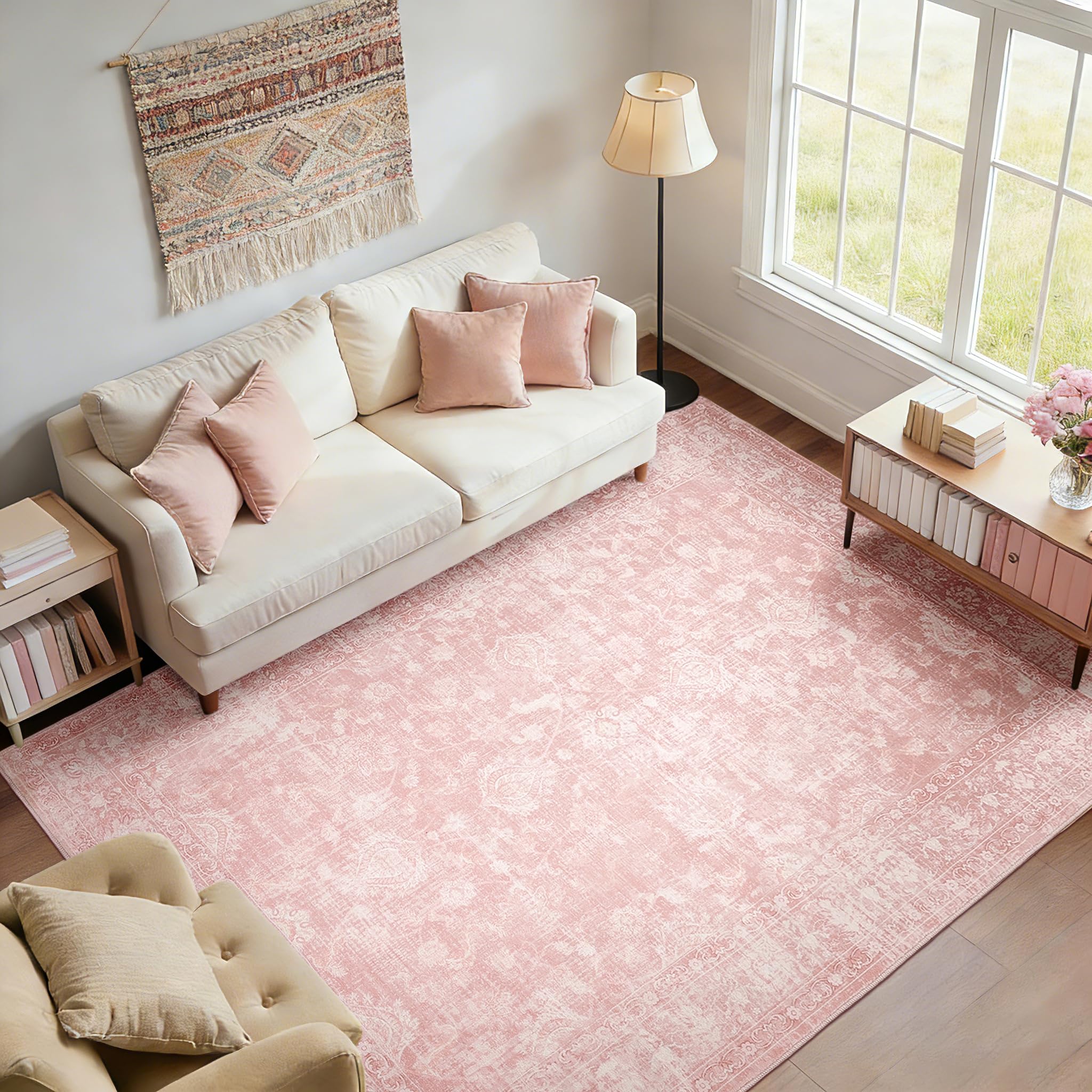 Amazon.com: FROZZUR Boho Pink Area Rug 6x9 Large Vintage Rug for